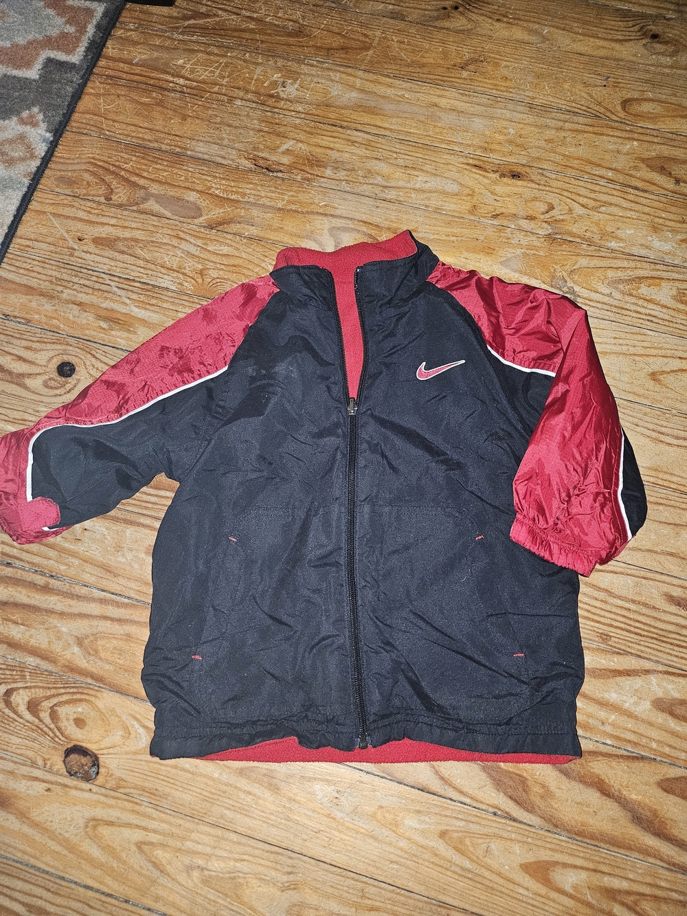 Nike Black and Red Y2k Kids Vintage 90s Jacket 4t Reversible